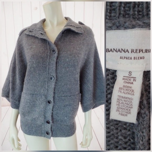 Banana Republic Sweater S Gray Alpaca Wool Blend - Picture 3 of 4